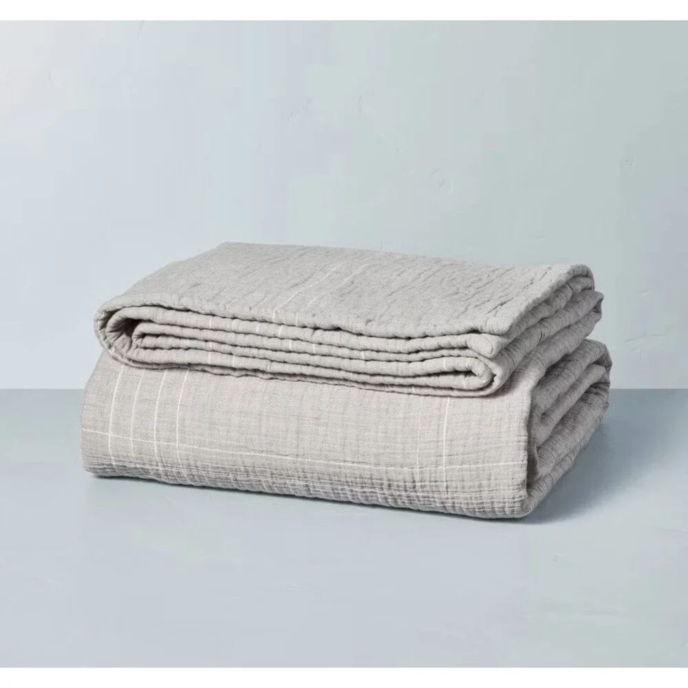 Full/Queen Microstripe Matelassé Coverlet Jet Gray - Hearth & Hand with Magnolia